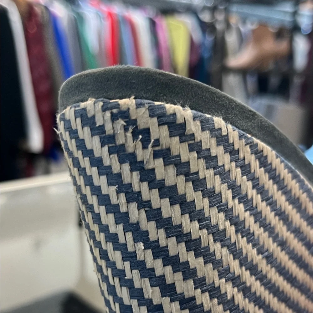 Jimmy Choo Navy and White Woven Wedges Size 39 - Picture 5 of 9